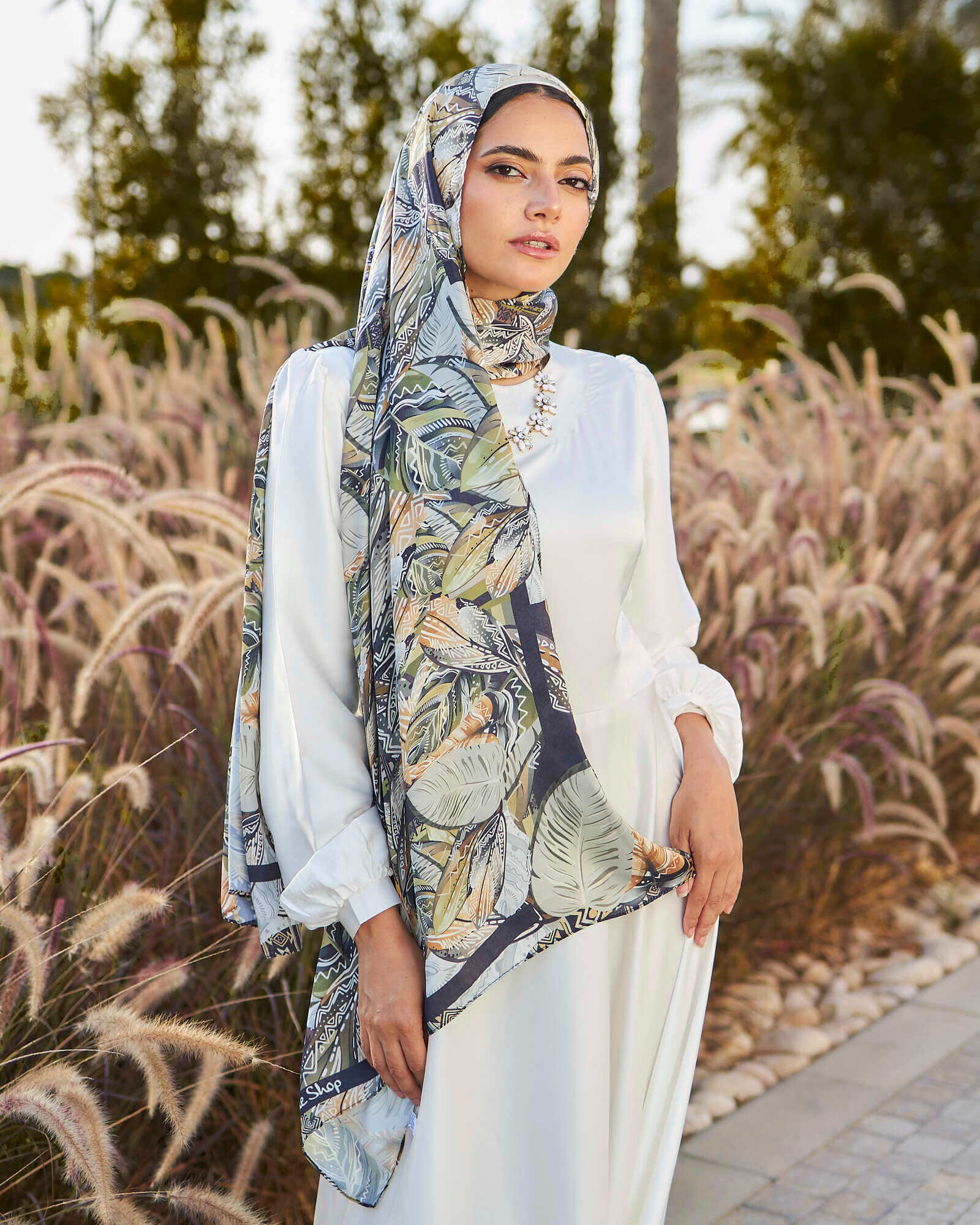 Printed Satin Scarf	طرحة ستان - ايشارب ستان