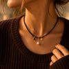 Black Beaded Necklace - Black