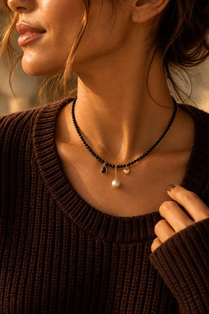 Black Beaded Necklace