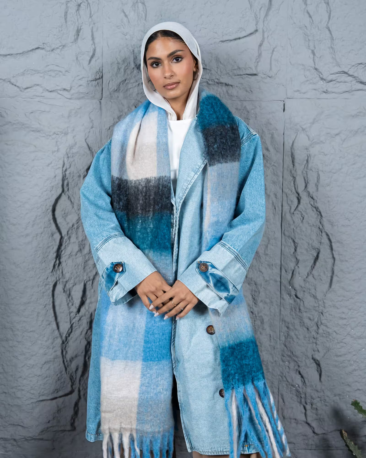 Warm Shawl | Soft & Cozy Winter Accessory | Tie Shop | Baby Blue - Blue
