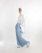 Flowy Denim Pants | Lightweight Relaxed Fit Style | Tie Shop | Baby Blue