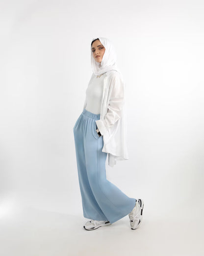Flowy Denim Pants | Lightweight Relaxed Fit Style | Tie Shop | Baby Blue