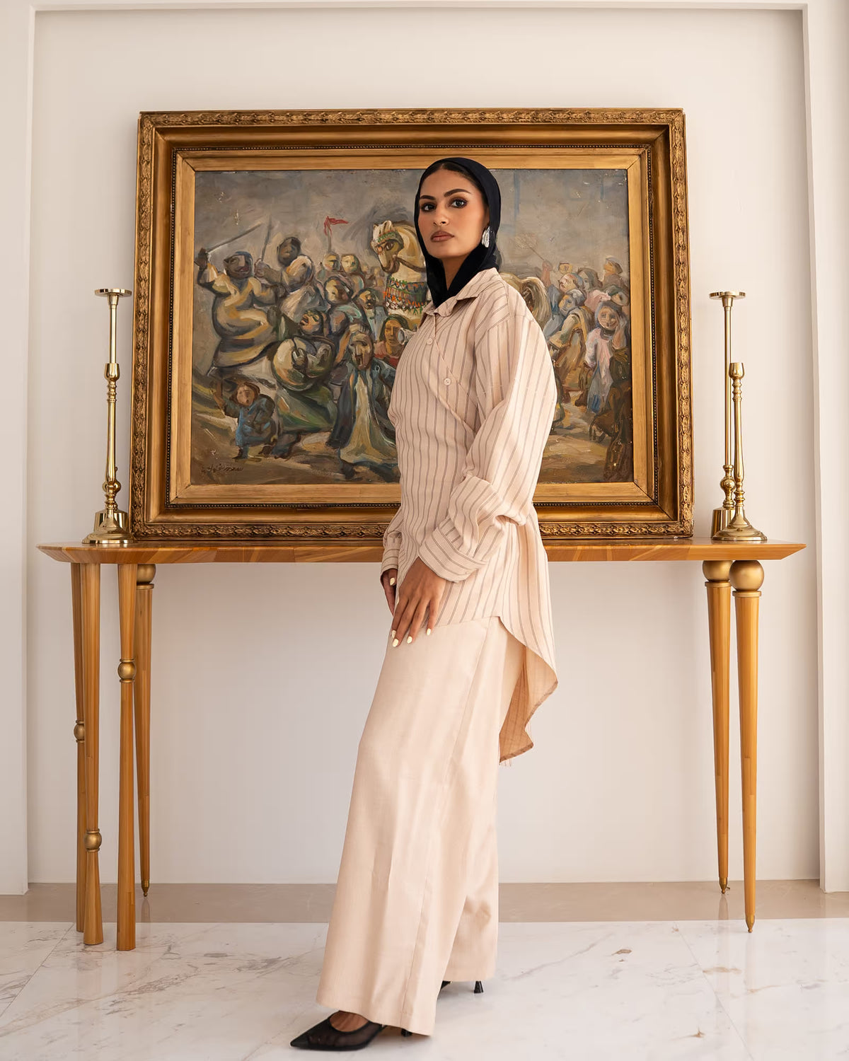 Amara Set for Women | Elegant-Stylish linen | Tie Shop Egypt - Light Beige