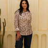 Rose shirt - Cream Beige With Multicolor Floral Print