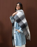 Warm Shawl | Soft & Cozy Winter Accessory | Tie Shop | Black - Grey - Off-White