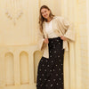 Printed Wrap Skirt - Black With White Polka Dots