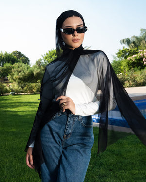Ready Tulle Scarf | Modest Swimwear for Women | Tie Shop | Black