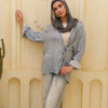 Rose shirt - Light Blue With White Floral Print