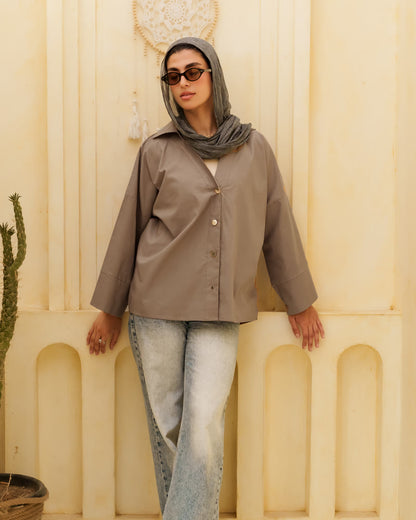 Printed Comfy Shirt | Cloud shirt for women | Tie Shop | Camel Brown