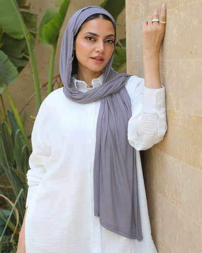 Tie Shop | Cloudy Cotton Scarf | باندل طرحة قطن ليكرا و بونية