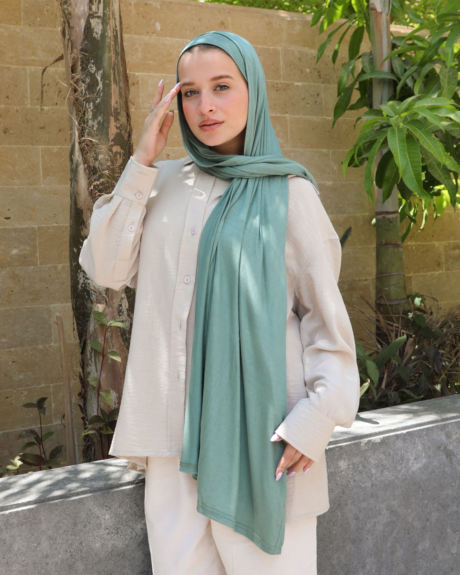 Tie Shop | Cloudy Cotton Scarf | باندل طرحة قطن ليكرا و بونية