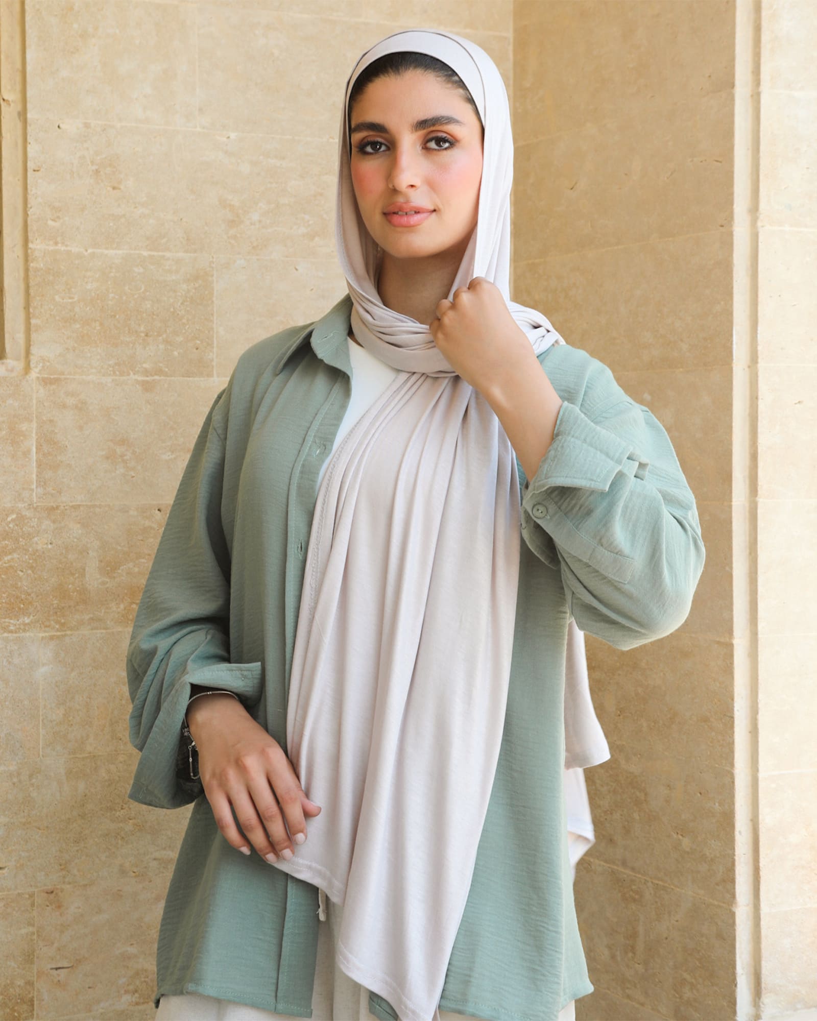 Tie Shop | Cloudy Cotton Scarf | باندل طرحة قطن ليكرا و بونية