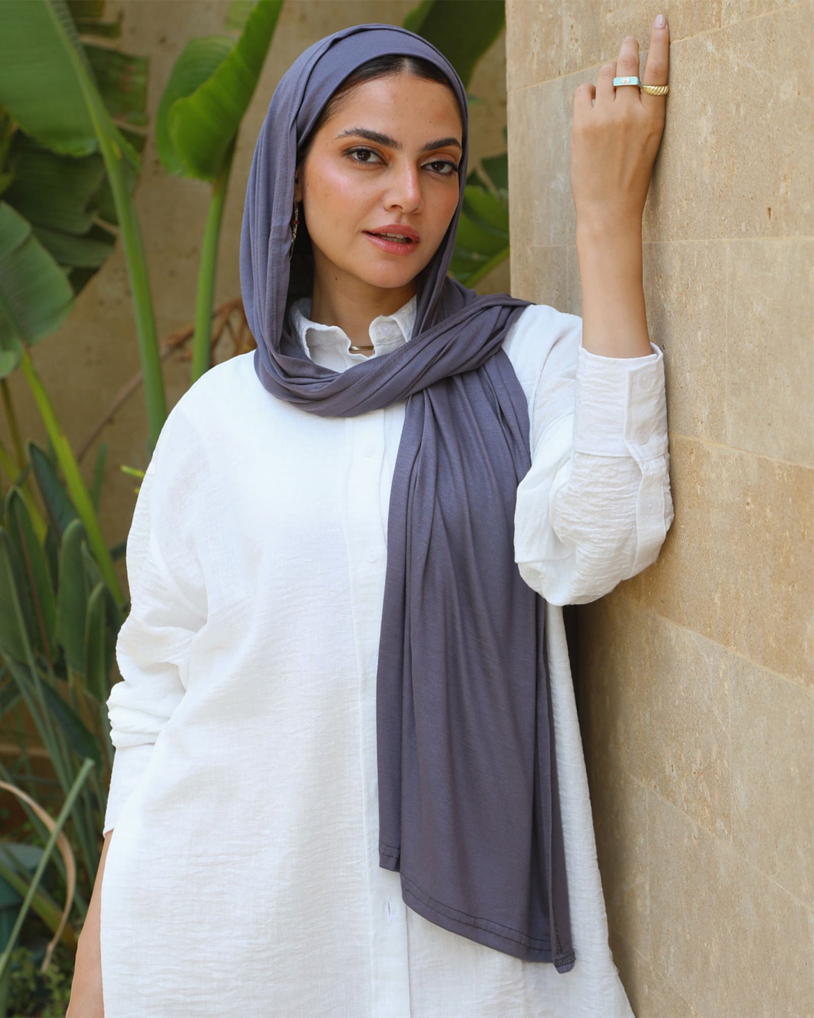 Tie Shop | Cloudy Cotton Scarf | باندل طرحة قطن ليكرا و بونية