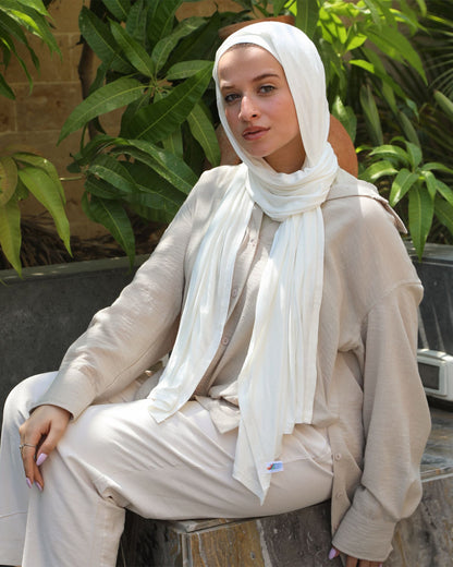 Tie Shop | Cloudy Cotton Scarf | باندل طرحة قطن ليكرا و بونية