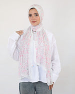 Chi Chi Slim Chiffon Scarf Soft Lightweight Designs | Tie Shop | Off White And Soft Pink