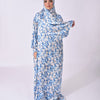 Printed Satin Isdal - Baby Blue - White