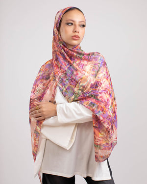 Pinkly Chi-Chi Chiffon Scarf with Light Printed Flow | Tie Shop
