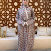 Printed Viscose Isdal - Off White - Rust Red - Light Blue