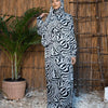 Printed Satin Isdal - Off-White - Black