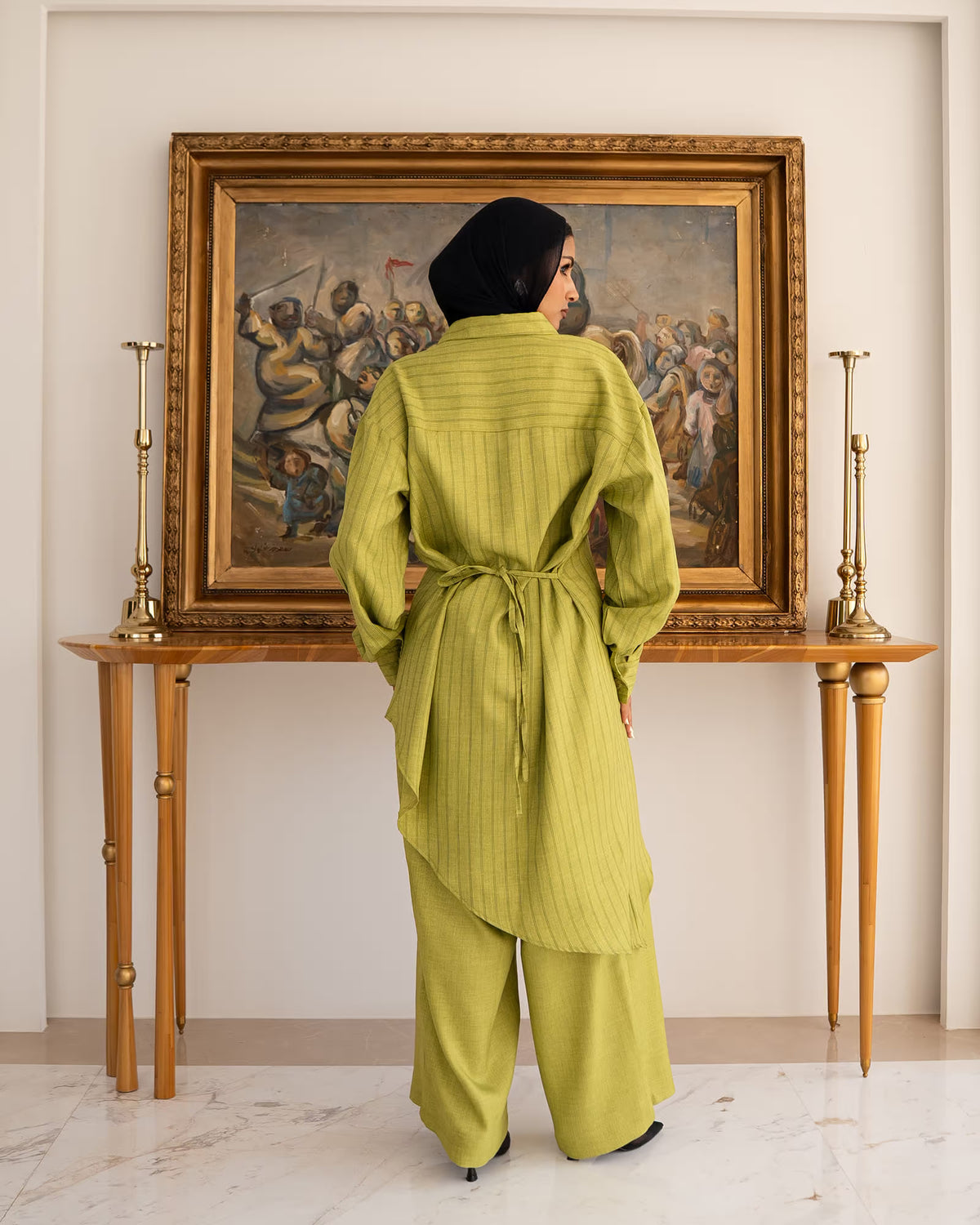 Amara Set for Women | Elegant-Stylish linen | Tie Shop Egypt - Lime Olive