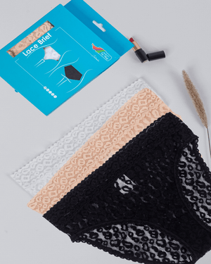 Tie Shop | Lace Cheetah Brief Panties | Pack of 3 | women underwear