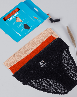 Tie Shop | Lace Cheetah Brief Panties | Pack of 3 | women underwear