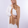 Satin Striped Kuwaiti Scarf - 5 Dark Beige