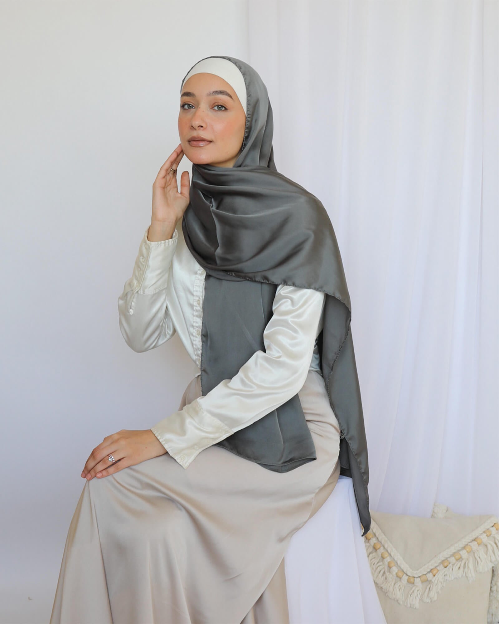 Tie Shop | Plain Wide Satin Scarf |طرحة ستان ساده - ايشارب ستان