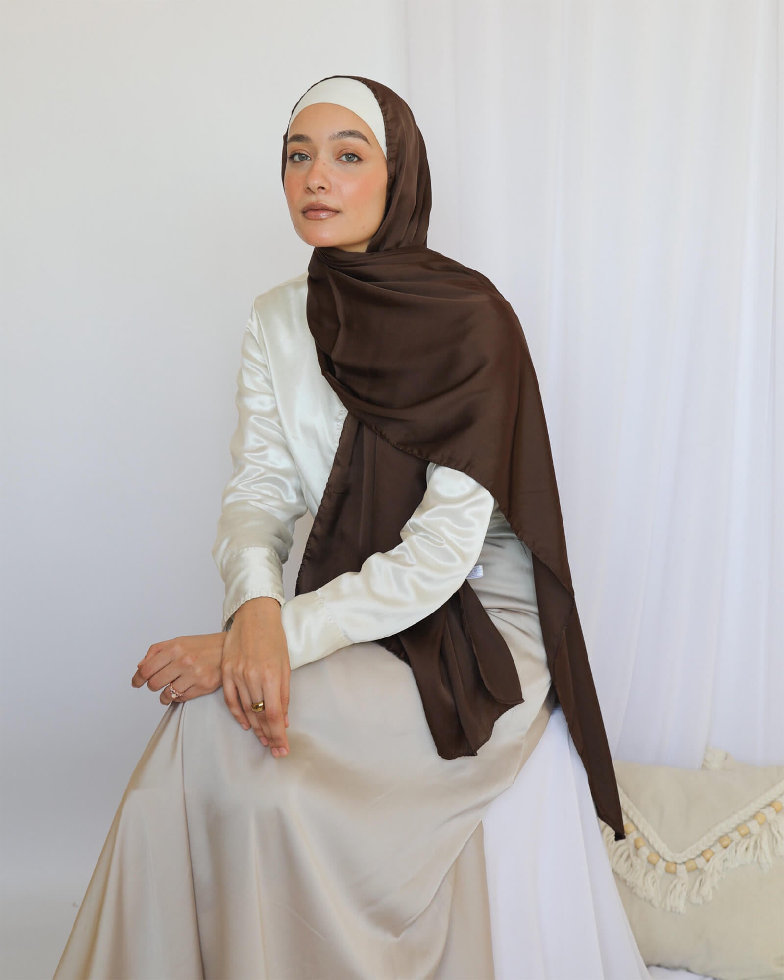 Tie Shop | Plain Wide Satin Scarf |طرحة ستان ساده - ايشارب ستان