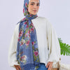 Printed Crinkled Chiffon - Baby Blue,  Pink & Green