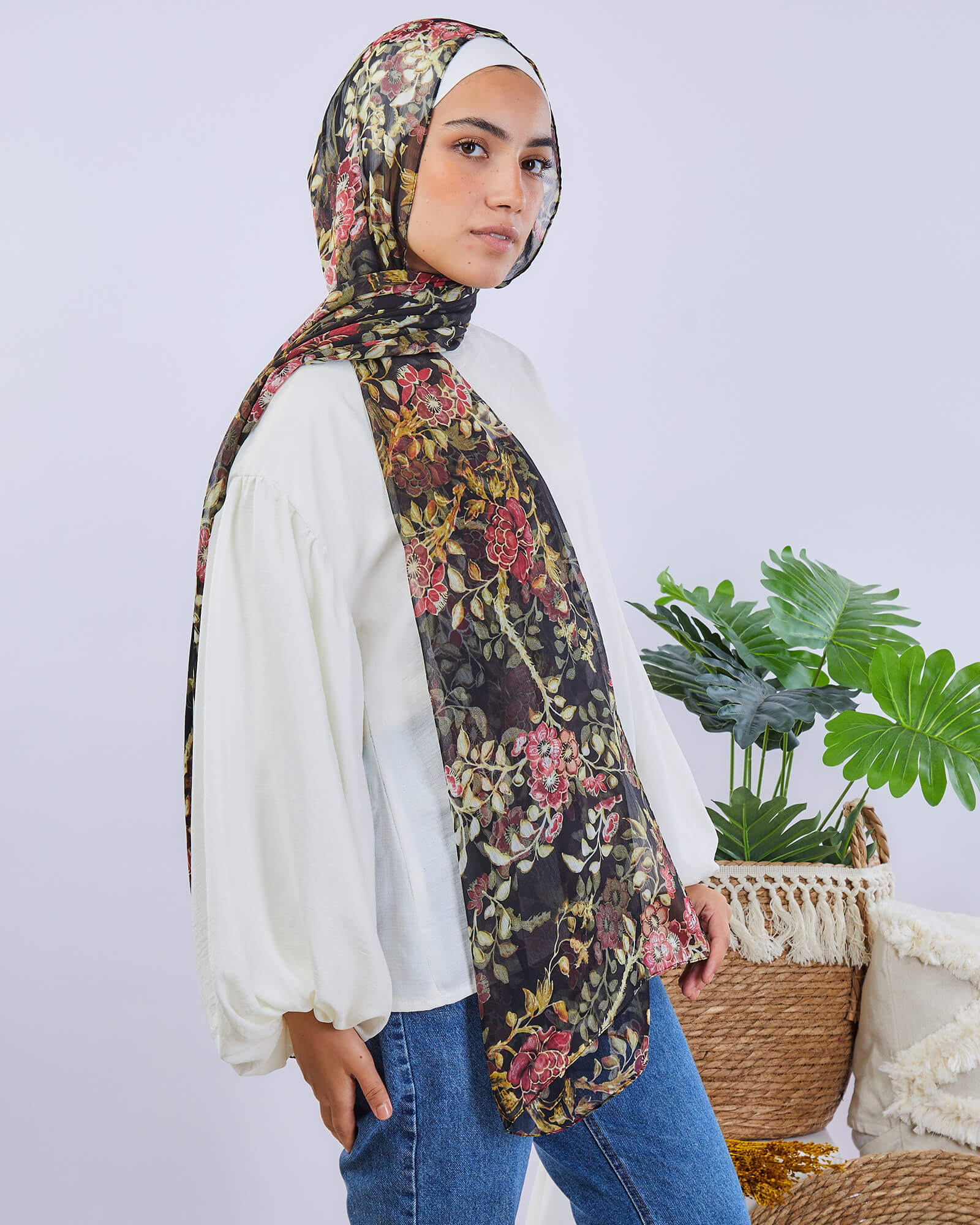 Printed Crinkled Chiffon	طرحة شيفون - ايشارب شيفون