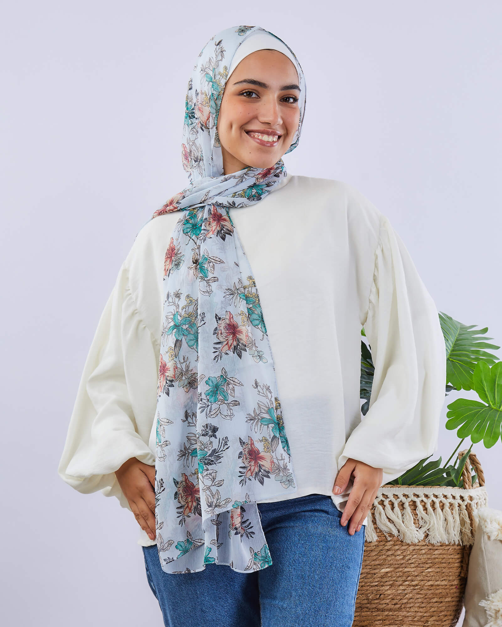 Printed Crinkled Chiffon	طرحة شيفون - ايشارب شيفون