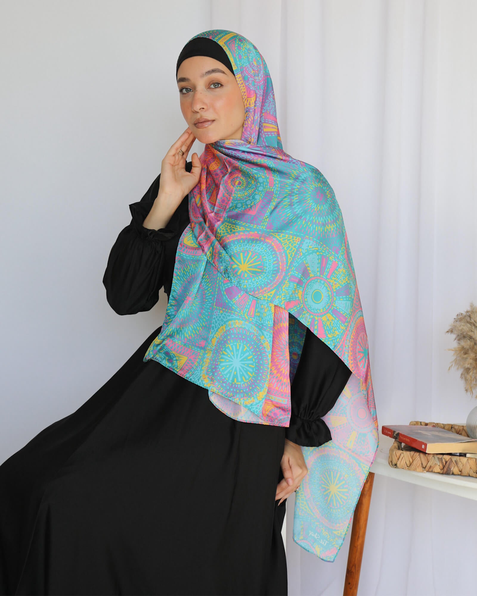 Printed Satin Scarf طرحة ستان - ايشارب ستان