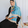 Abstract Teal Scarf - Blue - Beige - White