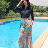 Printed Cash Pants - White -Baby Blue - Red