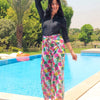 Printed Cash Pants - Purple - Yellow - Green