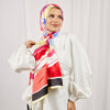 Printed Silk Scarf - Red- White