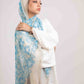 Sea Blue Chi-Chi Chiffon Scarf with Soft Printed Flow | Tie Shop | Baby Blue - Light Beige