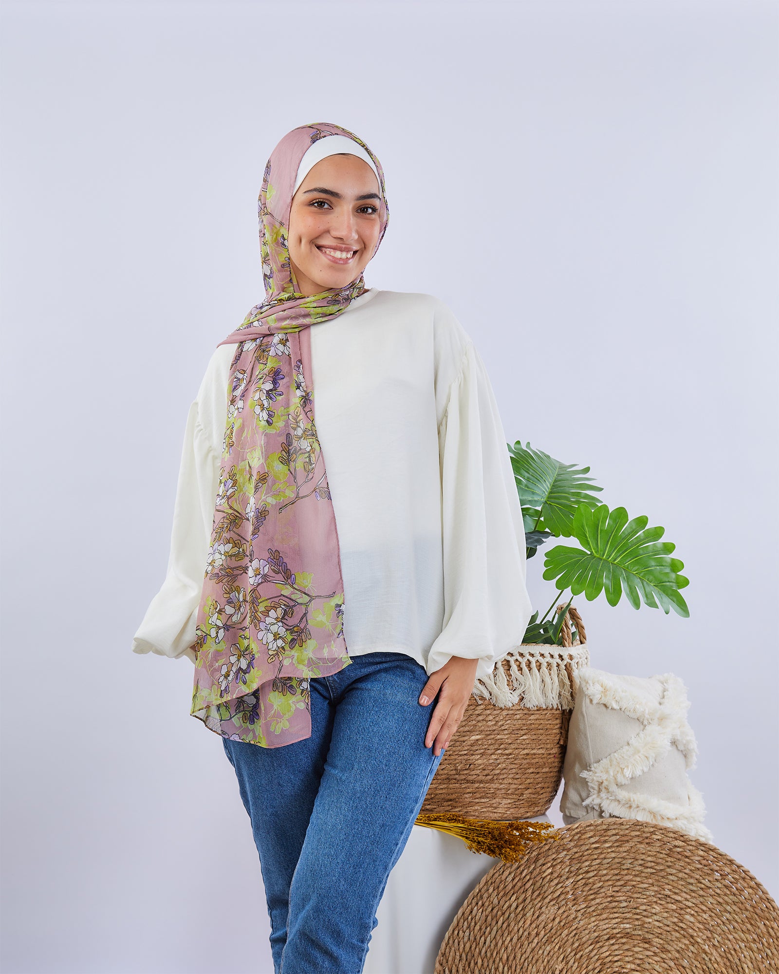 Tie Shop | Printed Crinkled Chiffon	طرحة شيفون - ايشارب شيفون