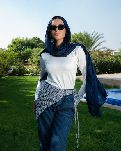 Crochet scarf | Modest Swimwear for Women | Tie Shop | Silver
