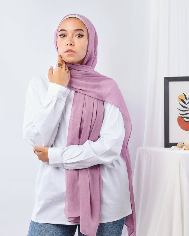 Tie Shop | Plain Wide Crinkled Chiffon | طرحة شيفون سادة - ايشارب شيفون سادة 