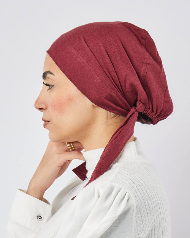 Tie Shop | Cotton Bonnet With Ribbon	بونية قطن  - بونية تحت الطرحة - بونية تحت الحجاب - بونية تحت الايشارب