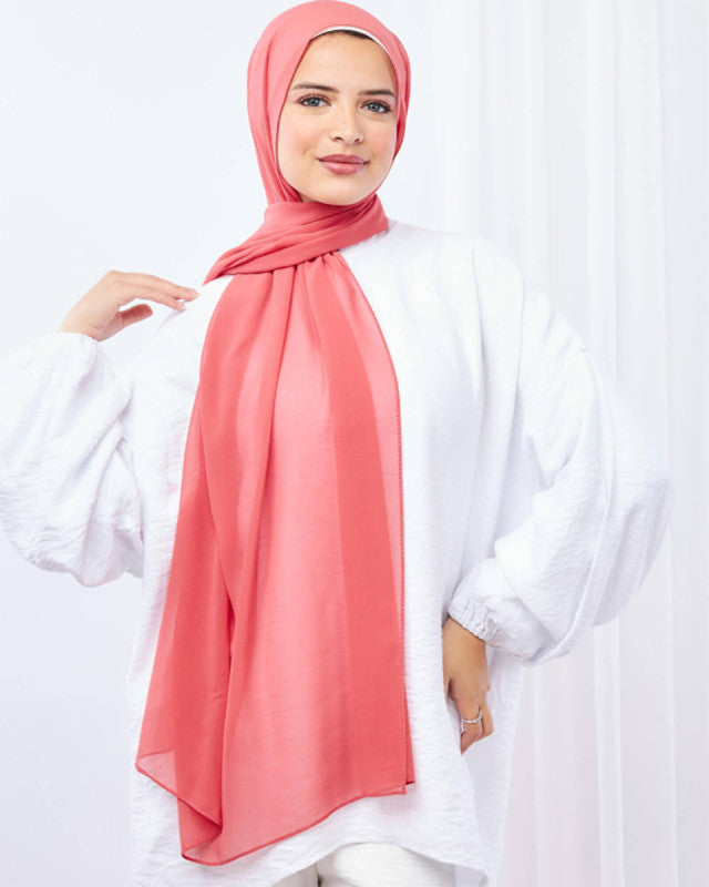 Tie Shop | Blush Pink	طرحة شيفون سادة - ايشارب شيفون سادة