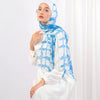 Printed Chiffon Silk - White - Turquoise