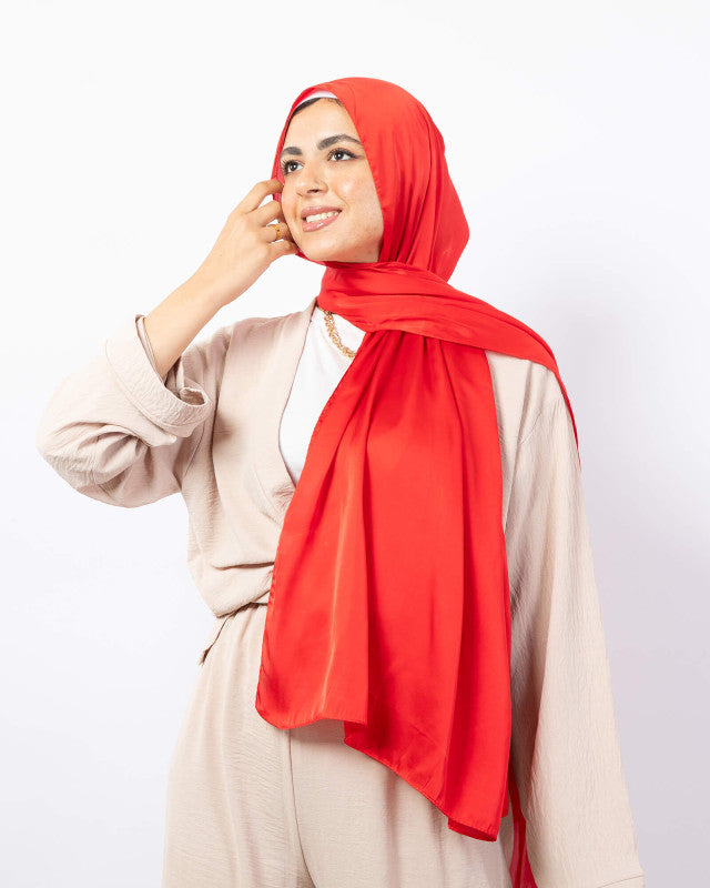 Tie Shop | Plain Wide Satin Scarf |طرحة ستان ساده - ايشارب ستان