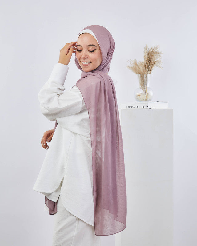 Tie Shop | Plain Wide Crinkled Chiffon | طرحة شيفون سادة - ايشارب شيفون سادة 