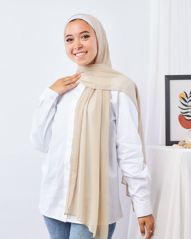 Tie Shop | Plain Crinkled Chiffon طرحة شيفون سادة  