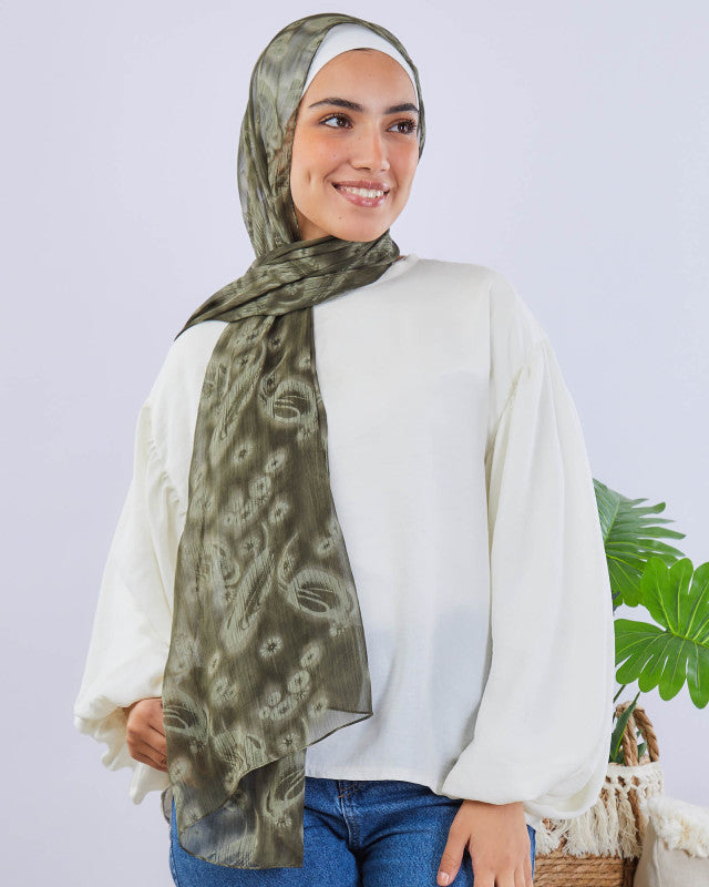 Tie Shop | Printed Crinkled Chiffon	طرحة شيفون - ايشارب شيفون