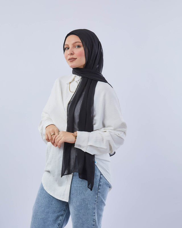 Tie Shop | Plain Crinkled Chiffon طرحة شيفون سادة  