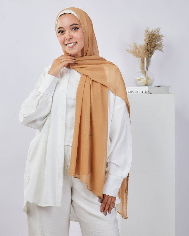 Tie Shop | Plain Wide Crinkled Chiffon | طرحة شيفون سادة - ايشارب شيفون سادة 